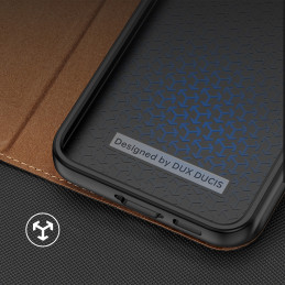 Dux Ducis Skin X2 dėklas, skirtas Samsung Galaxy S23+ dangtelis su atvartu piniginės stovas rudas
