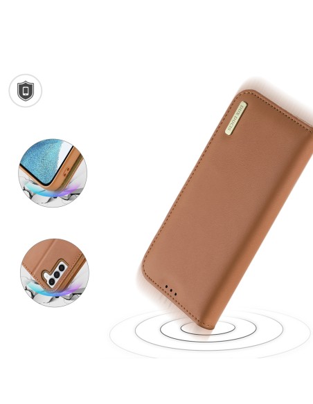 Dux Ducis Hivo dėklas, skirtas Samsung Galaxy S23 dangtelis su atvartu piniginės stovu RFID blokuoja rudas Dux Ducis Hivo dėklas, skirtas Samsung Galaxy S23 dangtelis su atvartu piniginės stovu RFID blokuoja rudas