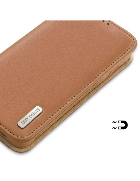 Dux Ducis Hivo dėklas, skirtas Samsung Galaxy S23 dangtelis su atvartu piniginės stovu RFID blokuoja rudas Dux Ducis Hivo dėklas, skirtas Samsung Galaxy S23 dangtelis su atvartu piniginės stovu RFID blokuoja rudas