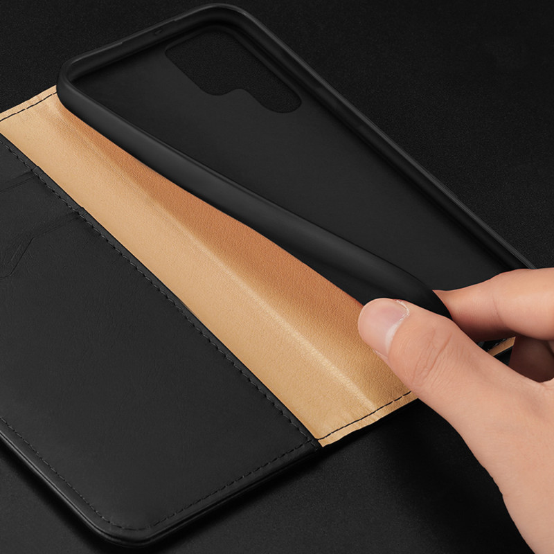 Dux Ducis Hivo dėklas, skirtas Samsung Galaxy S23 dangtelis su atvartu piniginės stovu RFID blokuoja rudas