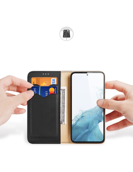 Dux Ducis Hivo dėklas, skirtas Samsung Galaxy S23+ dangtelis su atvartu piniginės stovu RFID blokuojantis juodas Dux Ducis Hivo dėklas, skirtas Samsung Galaxy S23+ dangtelis su atvartu piniginės stovu RFID blokuojantis juodas