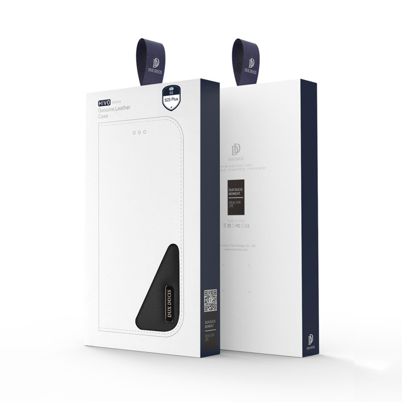Dux Ducis Hivo dėklas, skirtas Samsung Galaxy S23+ dangtelis su atvartu piniginės stovu RFID blokuojantis juodas