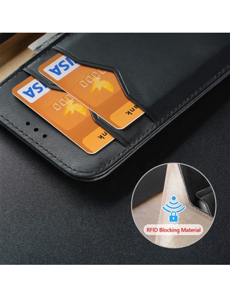 Dux Ducis Hivo dėklas, skirtas Samsung Galaxy S23+ dangtelis su atvartu piniginės stovu RFID blokuojantis juodas Dux Ducis Hivo dėklas, skirtas Samsung Galaxy S23+ dangtelis su atvartu piniginės stovu RFID blokuojantis juodas