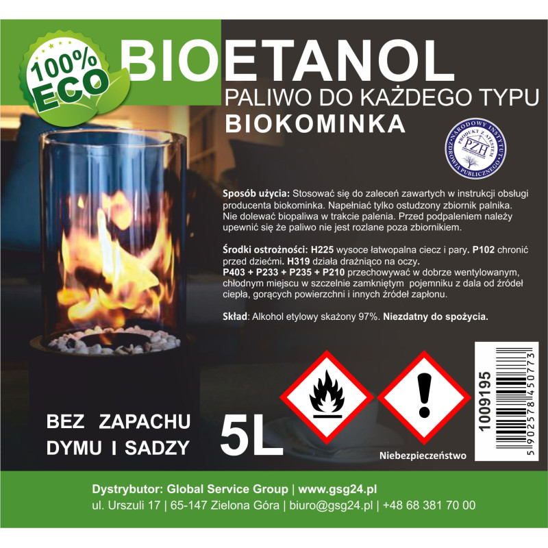 Bioalkoholis bioetanolis BIO kuras biožidiniui 5L