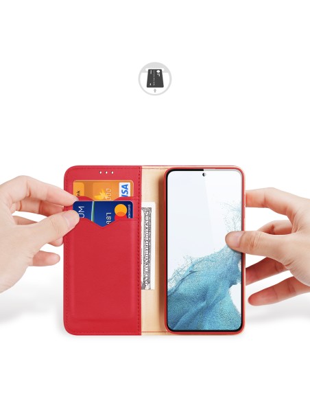 Dux Ducis Hivo dėklas, skirtas Samsung Galaxy S23+ dangtelis su atvartu piniginės stovu RFID blokuojantis raudonas Dux Ducis Hivo dėklas, skirtas Samsung Galaxy S23+ dangtelis su atvartu piniginės stovu RFID blokuojantis raudonas