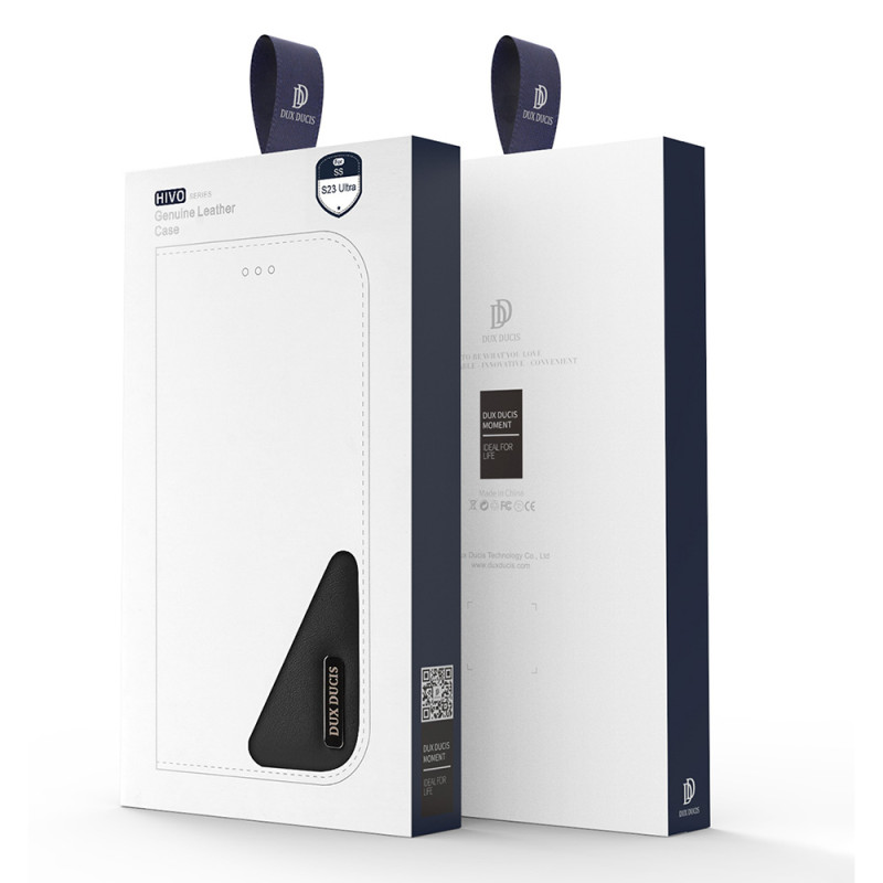 Dux Ducis Hivo dėklas, skirtas Samsung Galaxy S23 Ultra Flip Cover piniginės stovas RFID blokatorius rudas