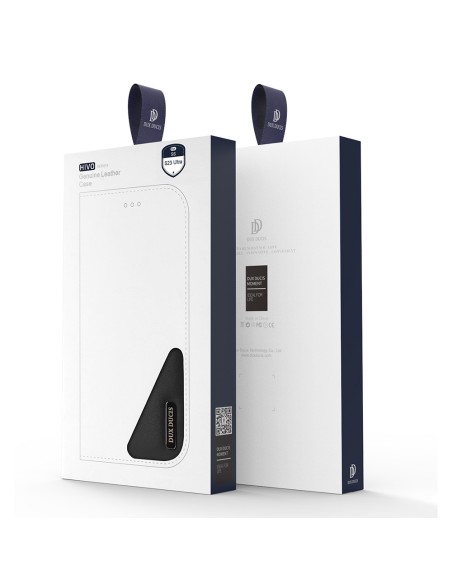 Dux Ducis Hivo dėklas, skirtas Samsung Galaxy S23 Ultra Flip Cover piniginės stovas RFID blokatorius rudas