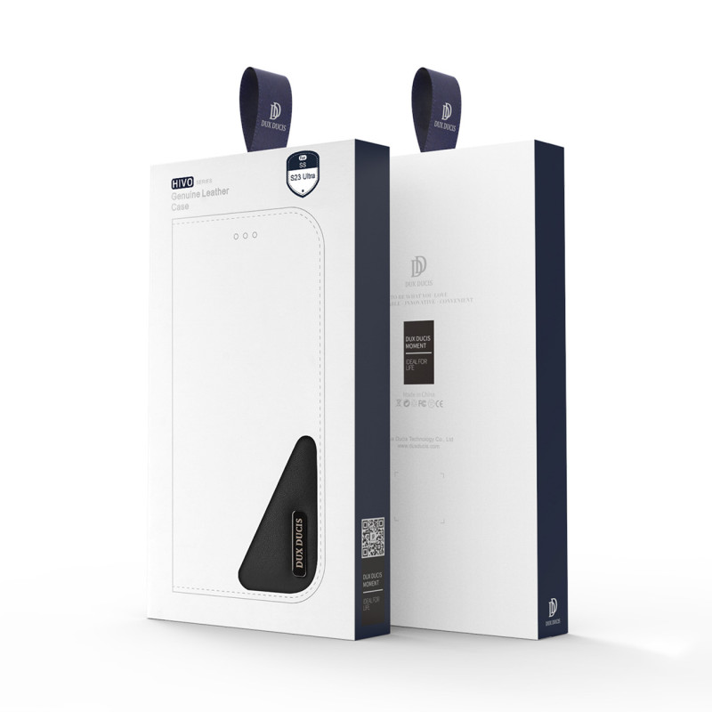 Dux Ducis Hivo dėklas, skirtas Samsung Galaxy S23 Ultra Flip Cover Piniginės stovas RFID blokatorius raudonas