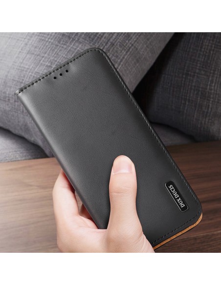 Dux Ducis Hivo dėklas, skirtas Samsung Galaxy S23 Ultra Flip Cover Piniginės stovas RFID blokatorius raudonas