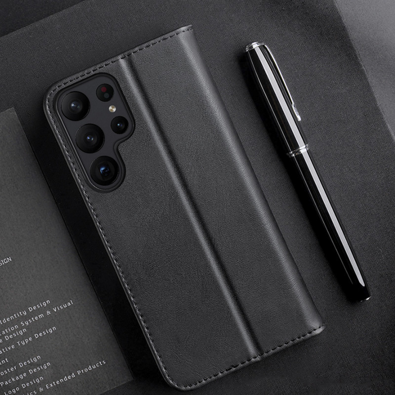 Dux Ducis Hivo dėklas, skirtas Samsung Galaxy S23 Ultra Flip Cover Piniginės stovas RFID blokatorius raudonas