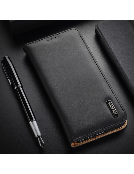 Dux Ducis Hivo dėklas, skirtas Samsung Galaxy S23 Ultra Flip Cover Piniginės stovas RFID blokatorius raudonas