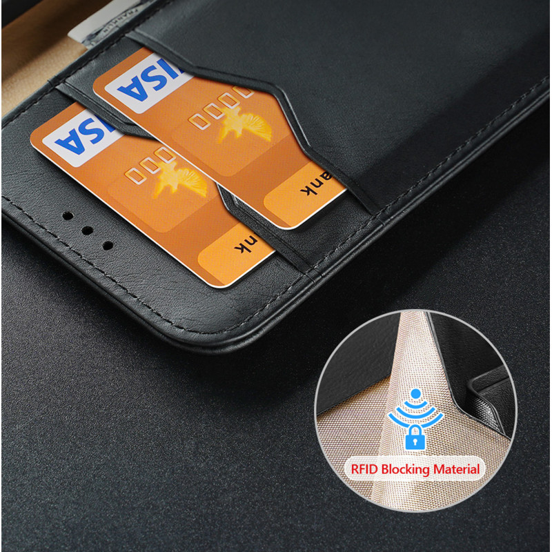 Dux Ducis Hivo dėklas, skirtas Samsung Galaxy S23 Ultra Flip Cover Piniginės stovas RFID blokatorius raudonas