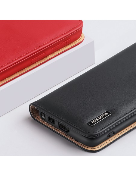 Dux Ducis Hivo dėklas, skirtas Samsung Galaxy S23 Ultra Flip Cover Piniginės stovas RFID blokatorius raudonas