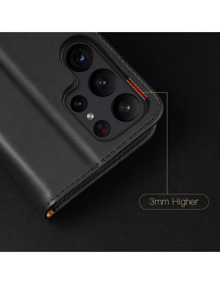 Dux Ducis Hivo dėklas, skirtas Samsung Galaxy S23 Ultra Flip Cover Piniginės stovas RFID blokatorius raudonas