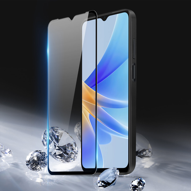 Dux Ducis 9D grūdintas stiklas Oppo A17 9H grūdintas stiklas juodu rėmeliu
