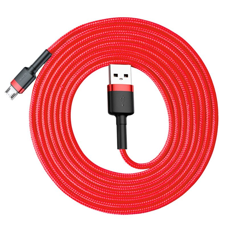 Patvarus lankstus kabelis USB microUSB 1.5A 2M raudonas