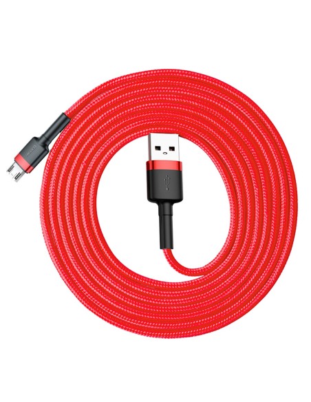 Patvarus lankstus kabelis USB microUSB 1.5A 2M raudonas Patvarus lankstus kabelis USB microUSB 1.5A 2M raudonas