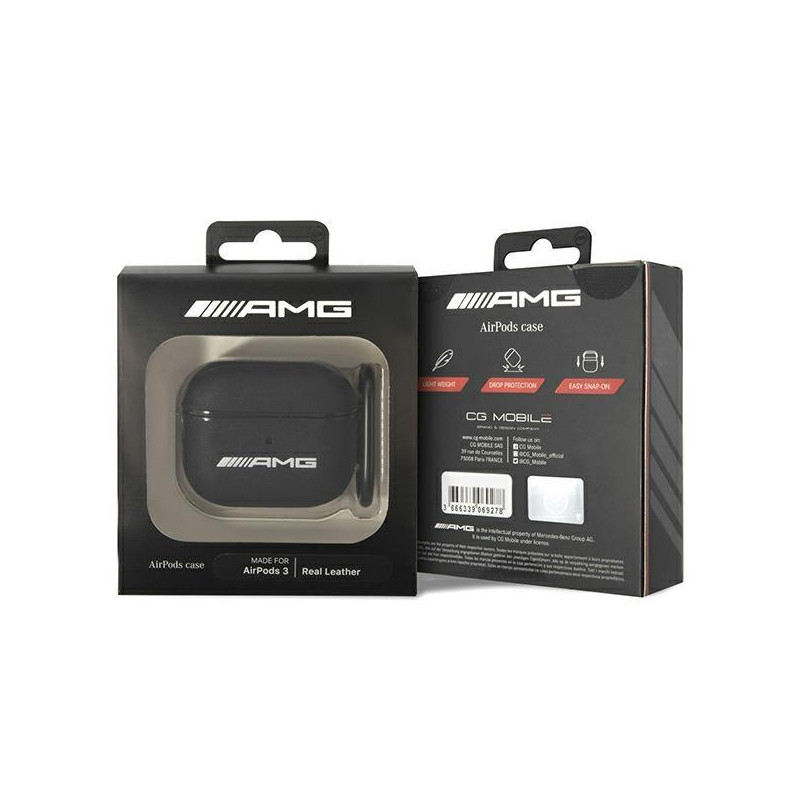 AMG Leather Big Logo dėklas, skirtas AirPods 3 - juodas