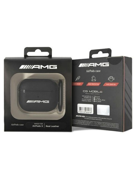 AMG Leather Big Logo dėklas, skirtas AirPods 3 - juodas AMG Leather Big Logo dėklas, skirtas AirPods 3 - juodas