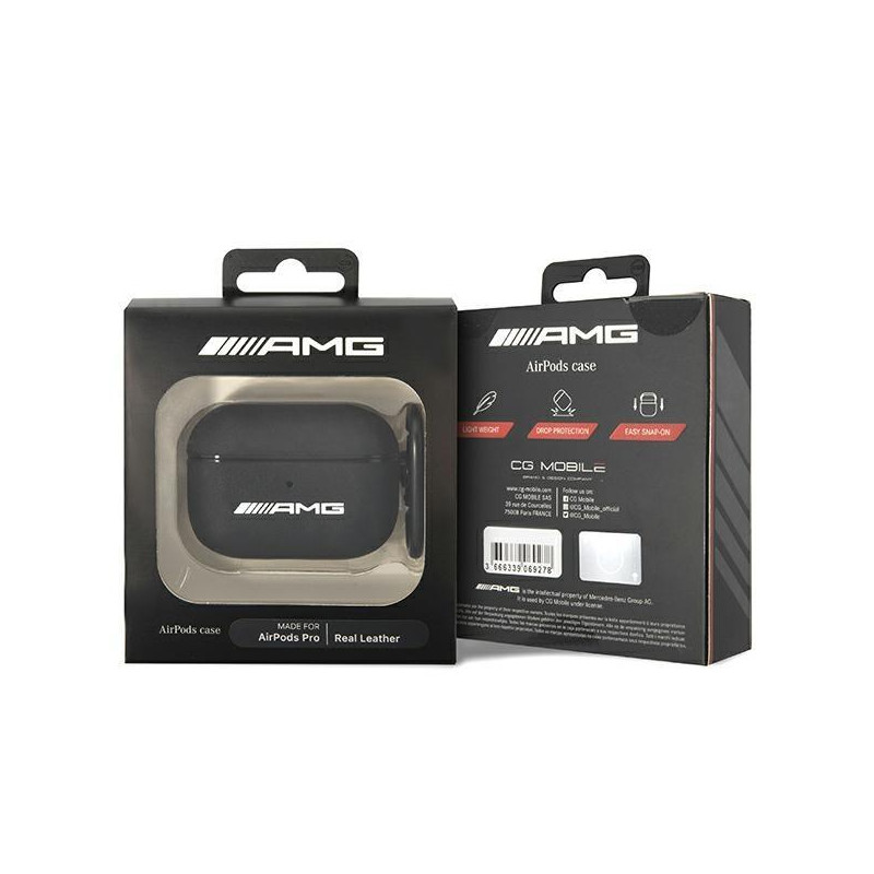 AMG Leather Big Logo dėklas, skirtas AirPods Pro - juodas