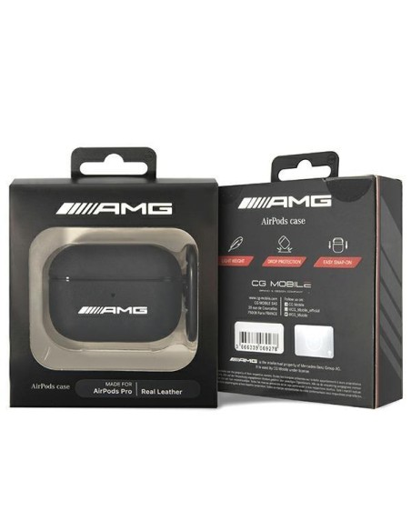 AMG Leather Big Logo dėklas, skirtas AirPods Pro - juodas AMG Leather Big Logo dėklas, skirtas AirPods Pro - juodas