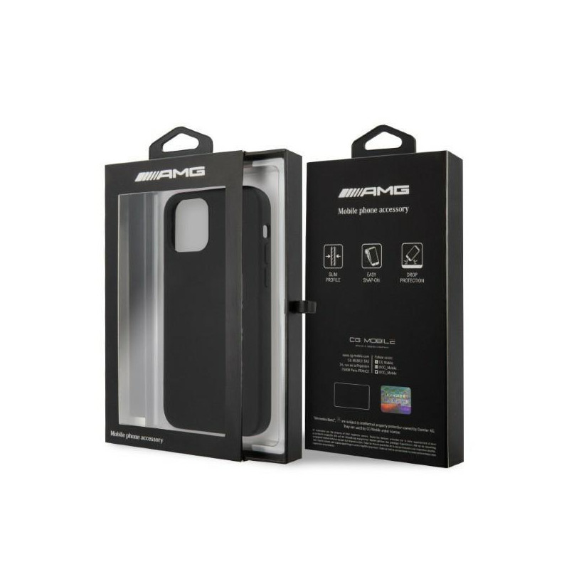 AMG Silicone Big Logo dėklas, skirtas iPhone 12 Pro Max - juodas