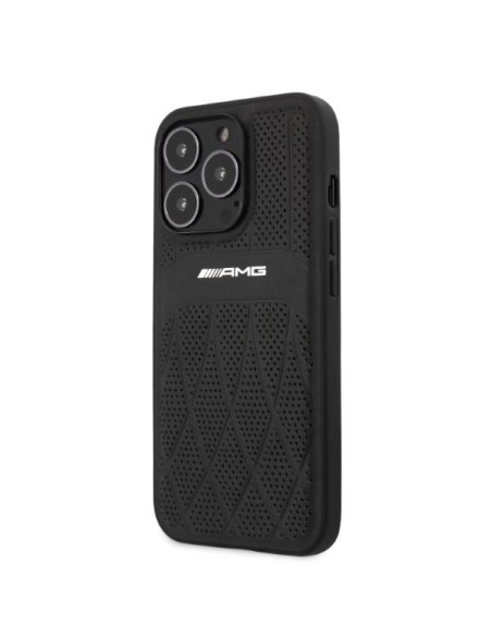 AMG Leather Curved Lines dėklas, skirtas iPhone 13 Pro Max - juodas AMG Leather Curved Lines dėklas, skirtas iPhone 13 Pro Max - juodas