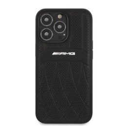 AMG Leather Curved Lines dėklas, skirtas iPhone 13 Pro Max - juodas