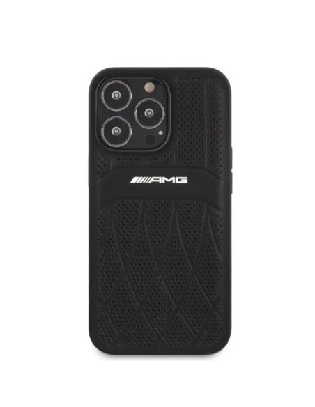 AMG Leather Curved Lines dėklas, skirtas iPhone 13 Pro Max - juodas AMG Leather Curved Lines dėklas, skirtas iPhone 13 Pro Max - juodas