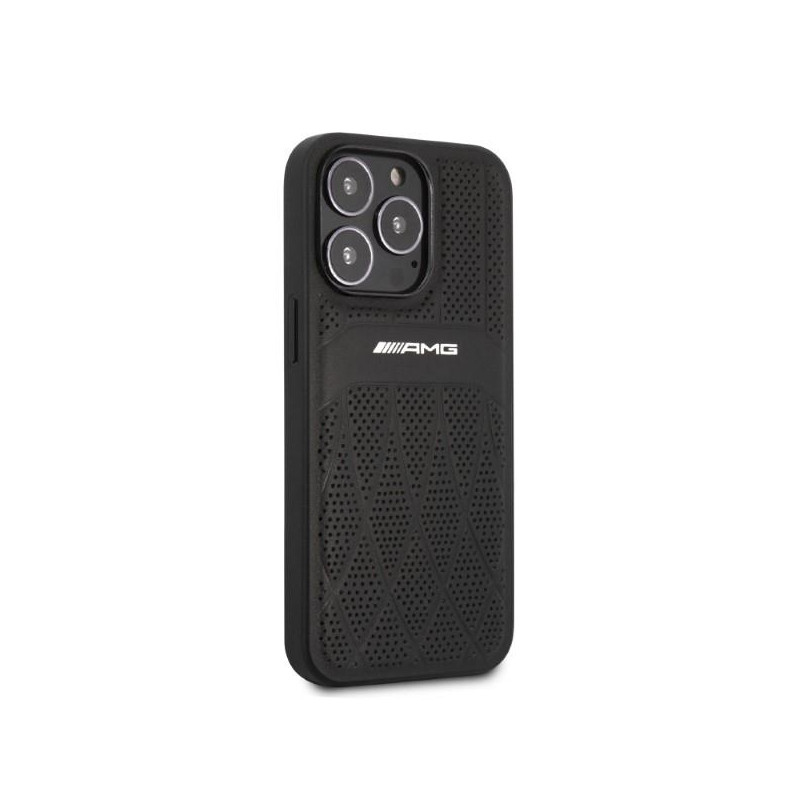 AMG Leather Curved Lines dėklas, skirtas iPhone 13 Pro Max - juodas