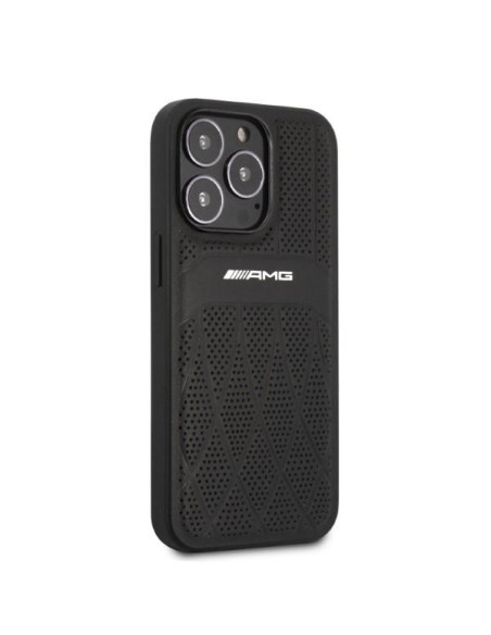 AMG Leather Curved Lines dėklas, skirtas iPhone 13 Pro Max - juodas AMG Leather Curved Lines dėklas, skirtas iPhone 13 Pro Max - juodas