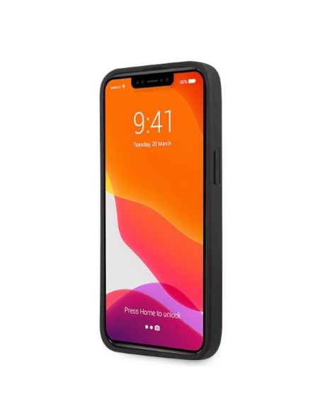 AMG Leather Curved Lines dėklas, skirtas iPhone 13 Pro Max - juodas AMG Leather Curved Lines dėklas, skirtas iPhone 13 Pro Max - juodas