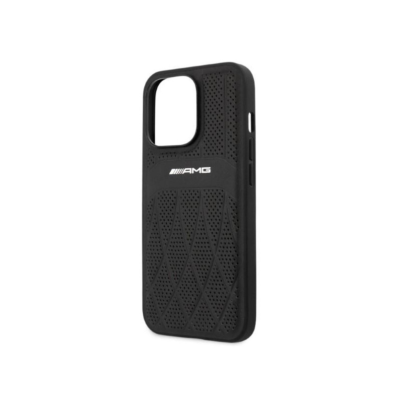 AMG Leather Curved Lines dėklas, skirtas iPhone 13 Pro Max - juodas