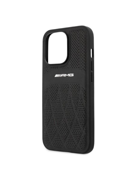 AMG Leather Curved Lines dėklas, skirtas iPhone 13 Pro Max - juodas AMG Leather Curved Lines dėklas, skirtas iPhone 13 Pro Max - juodas