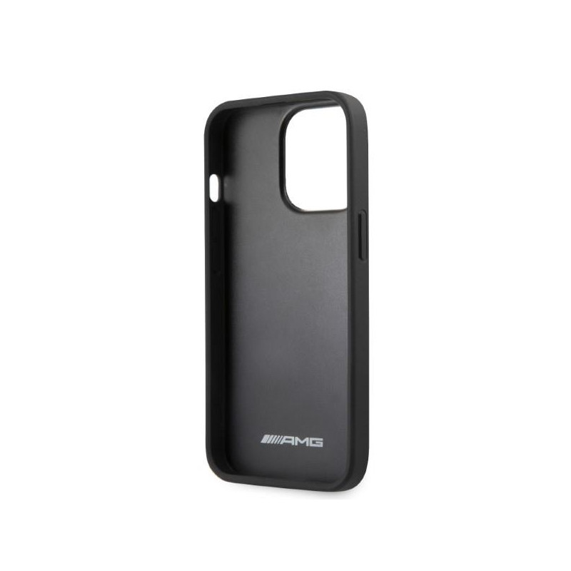 AMG Leather Curved Lines dėklas, skirtas iPhone 13 Pro Max - juodas