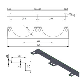 Sieninis laikiklis 2 dujų balionams maks. 250 mm PRO-LINE cilindrai