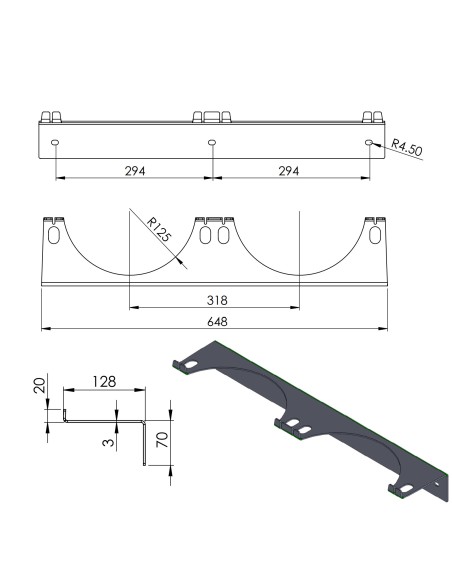 Sieninis laikiklis 2 dujų balionams maks. 250 mm PRO-LINE cilindrai Sieninis laikiklis 2 dujų balionams maks. 250 mm PRO-LINE cilindrai