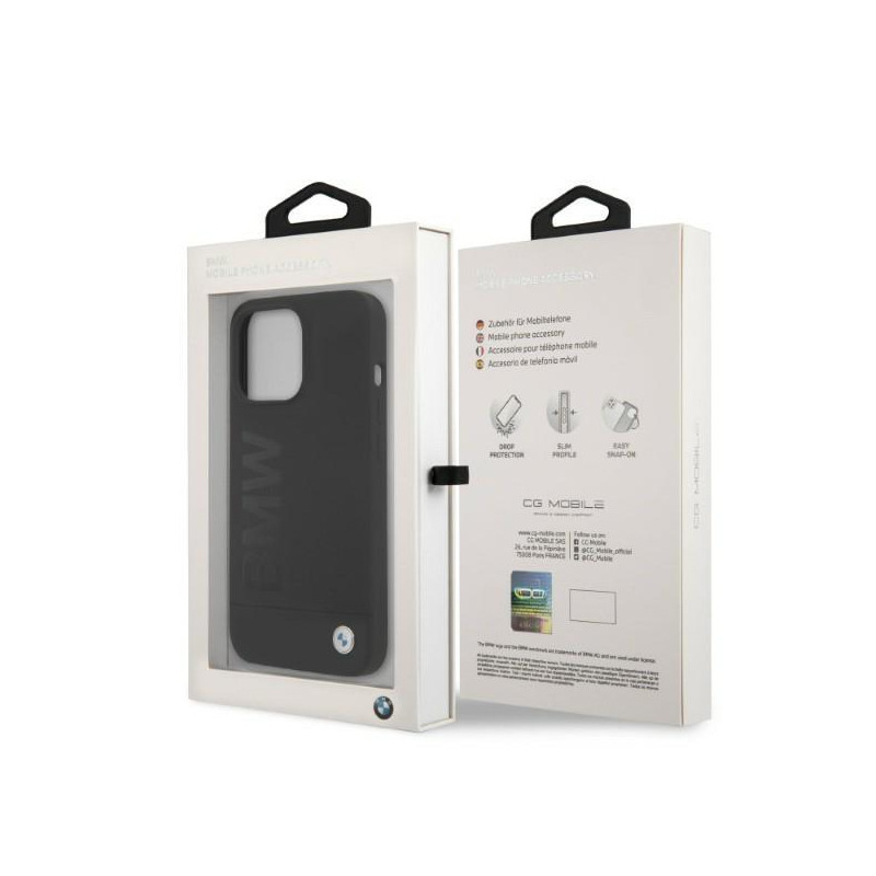 BMW Silicone Signature Logo MagSafe dėklas skirtas iPhone 13 Pro / iPhone 13 - juodas