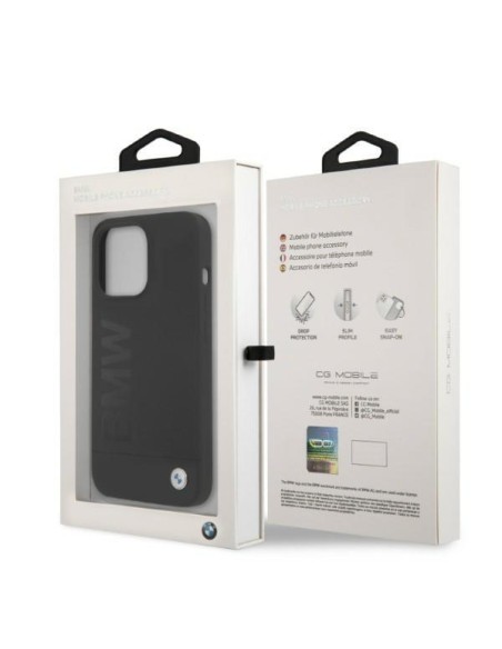 BMW Silicone Signature Logo MagSafe dėklas skirtas iPhone 13 Pro / iPhone 13 - juodas BMW Silicone Signature Logo MagSafe dėklas skirtas iPhone 13 Pro / iPhone 13 - juodas