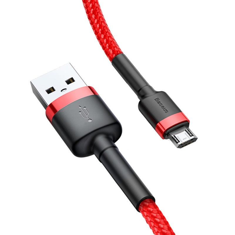 Patvarus lankstus kabelis USB microUSB 1.5A 2M raudonas
