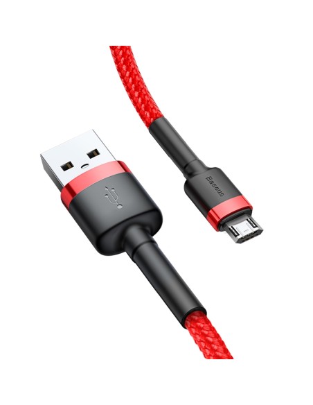 Patvarus lankstus kabelis USB microUSB 1.5A 2M raudonas Patvarus lankstus kabelis USB microUSB 1.5A 2M raudonas