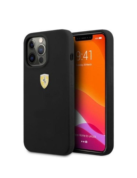Ferrari Silicone MagSafe dėklas iPhone 13 Pro Max - juodas