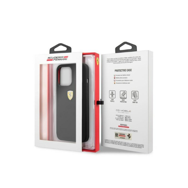 Ferrari Silicone MagSafe dėklas iPhone 13 Pro Max - juodas