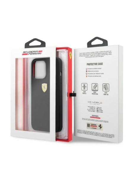 Ferrari Silicone MagSafe dėklas iPhone 13 Pro Max - juodas