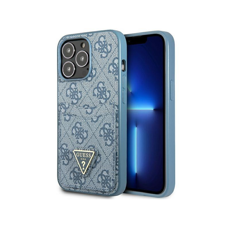 Guess 4G Triangle Logo Cardslot Dėklas, skirtas iPhone 13 Pro / 13 – mėlynas Guess 4G Triangle Logo Cardslot Dėklas, skirtas iPhone 13 Pro / 13 – mėlynas