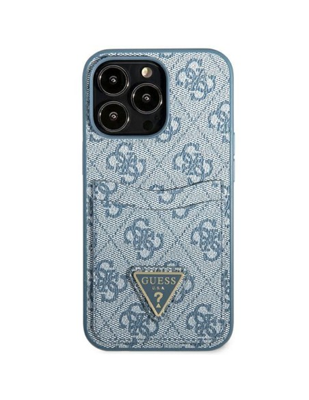 Guess 4G Triangle Logo Cardslot Dėklas, skirtas iPhone 13 Pro / 13 – mėlynas