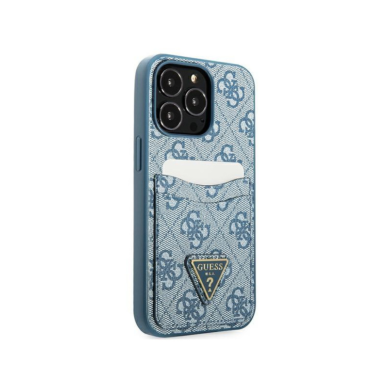 Guess 4G Triangle Logo Cardslot Dėklas, skirtas iPhone 13 Pro / 13 – mėlynas