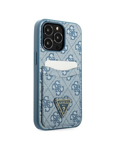 Guess 4G Triangle Logo Cardslot Dėklas, skirtas iPhone 13 Pro / 13 – mėlynas