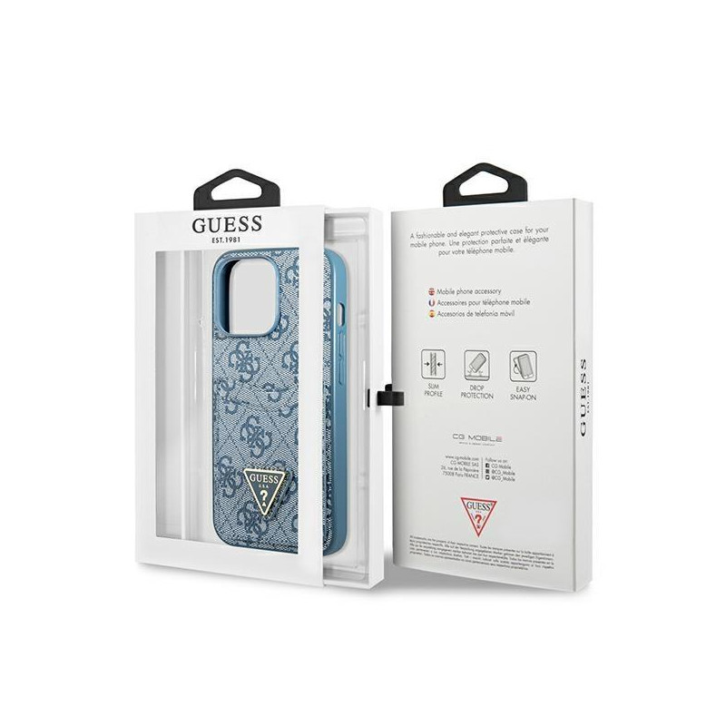 Guess 4G Triangle Logo Cardslot Dėklas, skirtas iPhone 13 Pro / 13 – mėlynas
