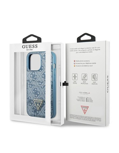 Guess 4G Triangle Logo Cardslot Dėklas, skirtas iPhone 13 Pro / 13 – mėlynas